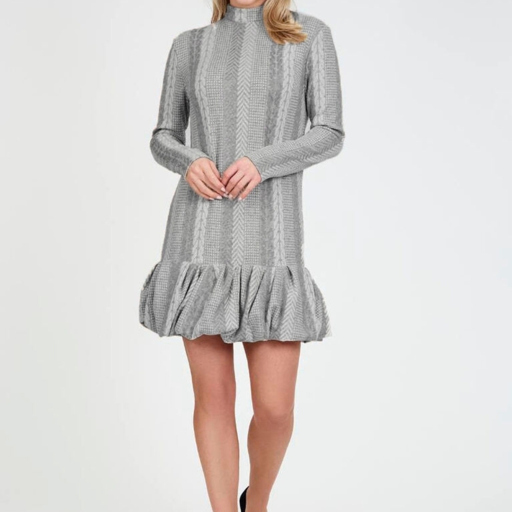 Andre Tan Chic Gray Ruffle Hem Midi Dress size Large